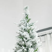 HKM-477267 9' Snow Flocked Pine Artificial Christmas Tree with 1159 Realistic Branches and Green PET Material