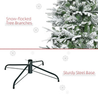 HKM-477267 9' Snow Flocked Pine Artificial Christmas Tree with 1159 Realistic Branches and Green PET Material