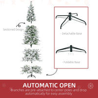 HKM-477267 9' Snow Flocked Pine Artificial Christmas Tree with 1159 Realistic Branches and Green PET Material