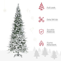 HKM-477267 9' Snow Flocked Pine Artificial Christmas Tree with 1159 Realistic Branches and Green PET Material