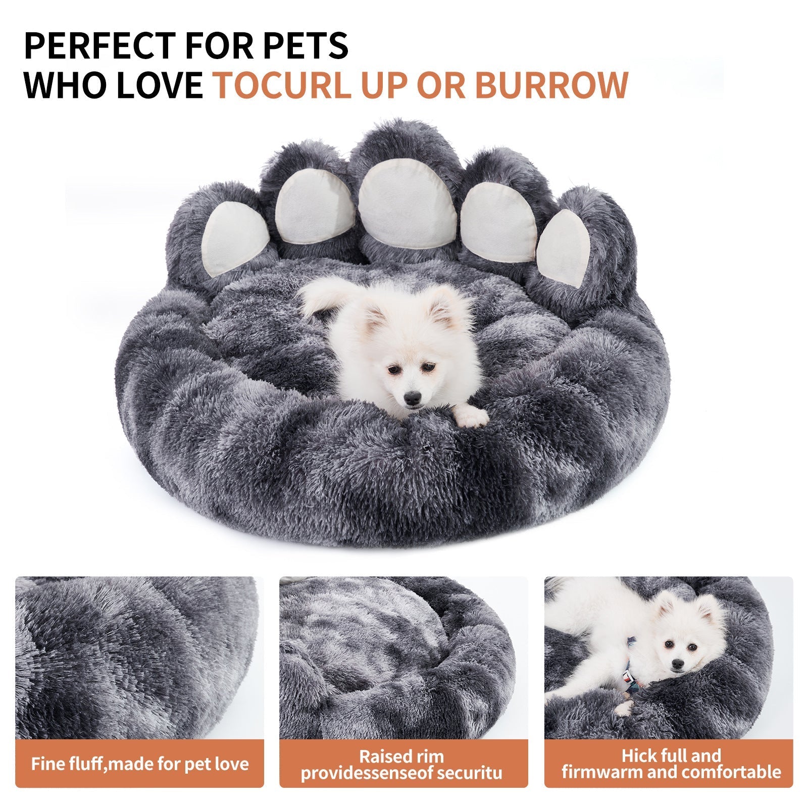 HKM-4773693 Hand-Shaped Dark Gray Dog Cushion with Tie-Dye Design