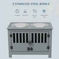HKM-4773821 Gray Dog Food Storage Cabinet with Bowls and Feeding Station for Large Dogs
