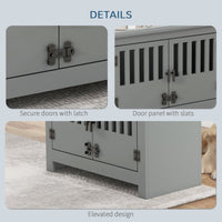 HKM-4773821 Gray Dog Food Storage Cabinet with Bowls and Feeding Station for Large Dogs