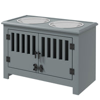 HKM-4773821 Gray Dog Food Storage Cabinet with Bowls and Feeding Station for Large Dogs
