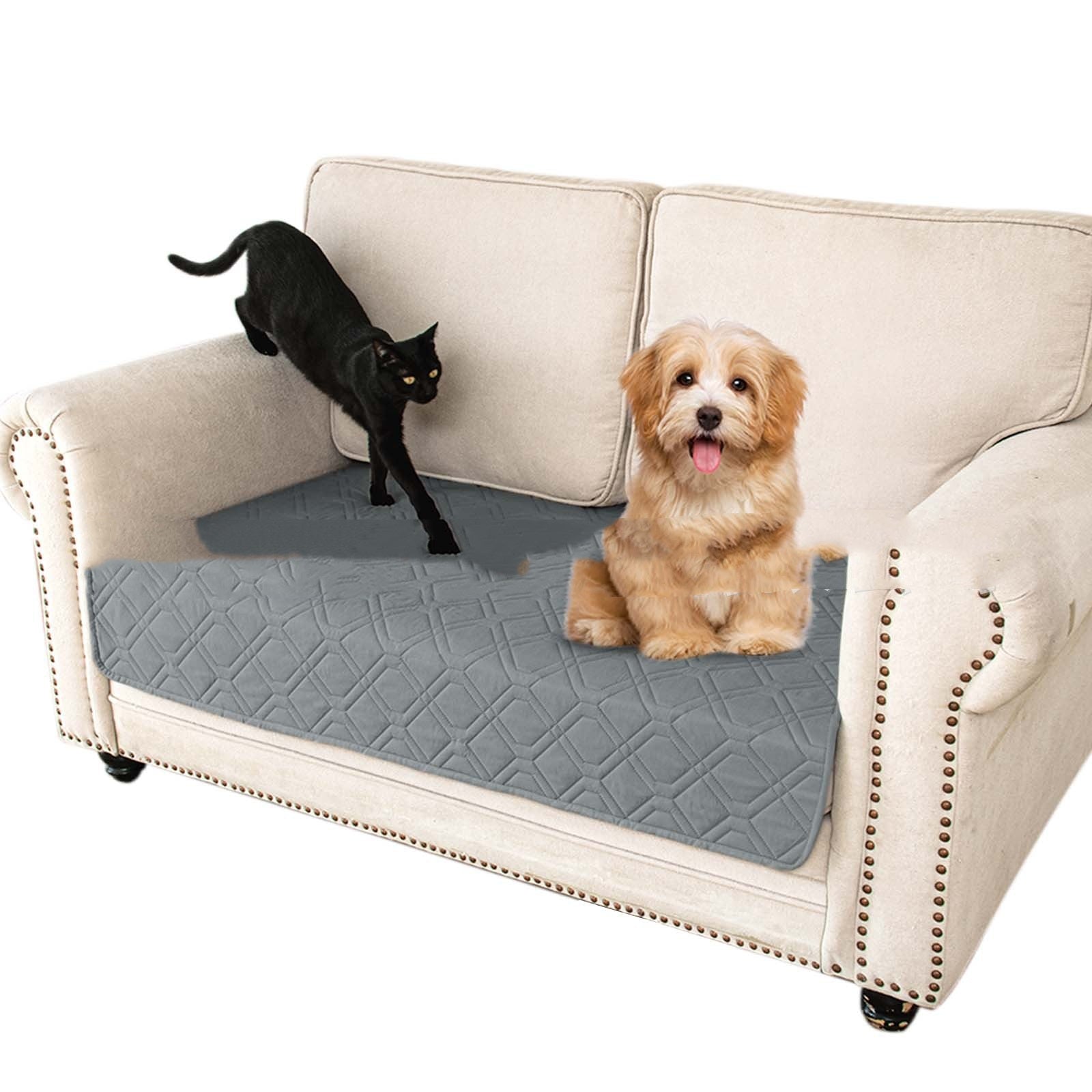 HKM-4775485 Double-Sided Waterproof Pet Sofa Cushion in Dark Gray, Light Gray, and Khaki Beige - Multiple Sizes Available