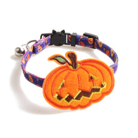 HKM-4775613 Halloween Cat Collar in Black/Purple with Pumpkin Design, 28CM Adjustable ClothAccessoire
