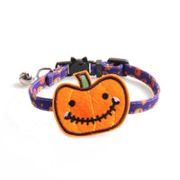 HKM-4775613 Halloween Cat Collar in Black/Purple with Pumpkin Design, 28CM Adjustable ClothAccessoire