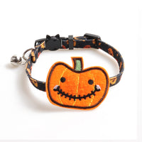 HKM-4775613 Halloween Cat Collar in Black/Purple with Pumpkin Design, 28CM Adjustable ClothAccessoire