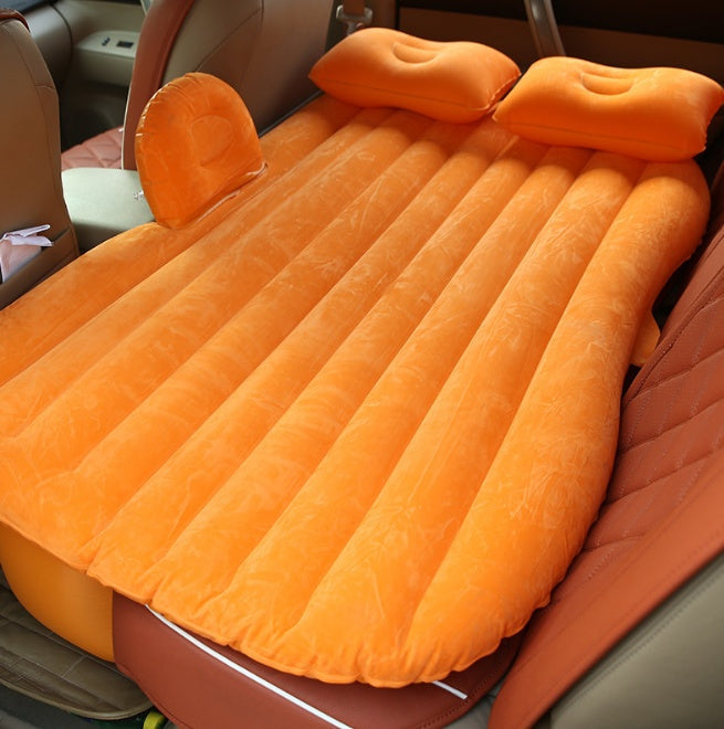 HKM-477587 Inflatable Car Bed with Flocking Cloth, Storage Bag, 2 Pillows, and Pump - Universal Fit for Five-Seater Cars
