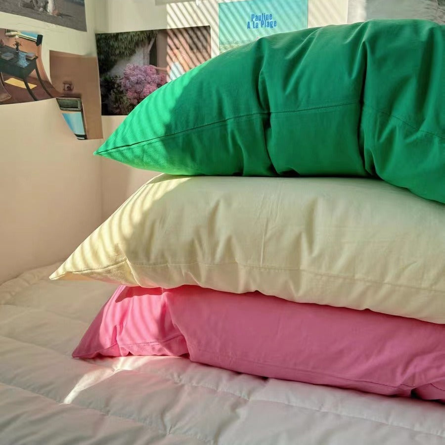 HKM-477651 Solid Color Washed Cotton Pillowcase 48x74cm, 100% Pure Cotton, Ins Style