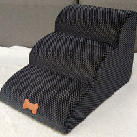 HKM-4776893 Washable Pet Stairs with Removable Flannel Cushion - 3-Tiered Soft Sponge Ladder for Small Dogs