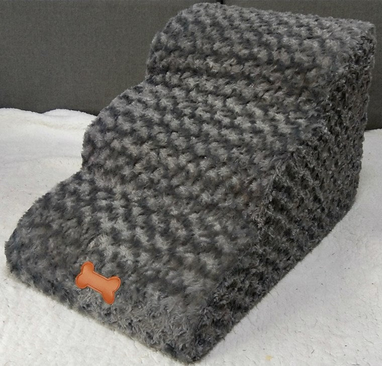 HKM-4776893 Washable Pet Stairs with Removable Flannel Cushion - 3-Tiered Soft Sponge Ladder for Small Dogs