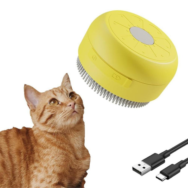 HKM-477715 Rechargeable 3-in-1 Cat Steaming Brush for Hair Removal and Massage, Silicone Design for Cats and Dogs