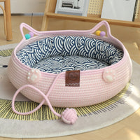HKM-4777661 Bamboo Weaving Cat Kennels with Cotton Pad, Ideal for Pets in Various Styles and Sizes