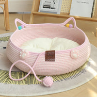 HKM-4777661 Bamboo Weaving Cat Kennels with Cotton Pad, Ideal for Pets in Various Styles and Sizes