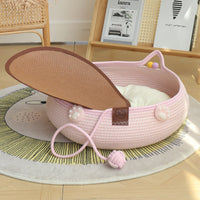 HKM-4777661 Bamboo Weaving Cat Kennels with Cotton Pad, Ideal for Pets in Various Styles and Sizes