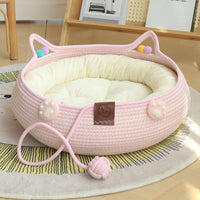 HKM-4777661 Bamboo Weaving Cat Kennels with Cotton Pad, Ideal for Pets in Various Styles and Sizes