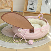 HKM-4777661 Bamboo Weaving Cat Kennels with Cotton Pad, Ideal for Pets in Various Styles and Sizes