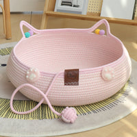 HKM-4777661 Bamboo Weaving Cat Kennels with Cotton Pad, Ideal for Pets in Various Styles and Sizes