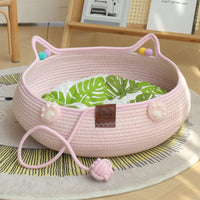 HKM-4777661 Bamboo Weaving Cat Kennels with Cotton Pad, Ideal for Pets in Various Styles and Sizes