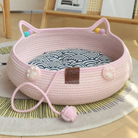 HKM-4777661 Bamboo Weaving Cat Kennels with Cotton Pad, Ideal for Pets in Various Styles and Sizes