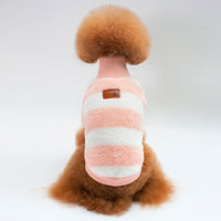 HKM-4777789 Cozy Coral Fleece Striped Two-Legged Casual Clothing for Pets