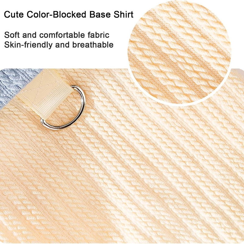 HKM-4778173 Color-Block T-Shirt for Small & Medium Dogs with Bow Tie Design - Cozy & Stylish Pet Apparel