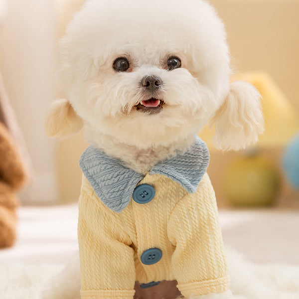 HKM-4778173 Color-Block T-Shirt for Small & Medium Dogs with Bow Tie Design - Cozy & Stylish Pet Apparel