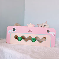 HKM-4779581 Heart-Shaped Corrugated Cat Scratch Board with Ball - Durable Claw Toy for Cats