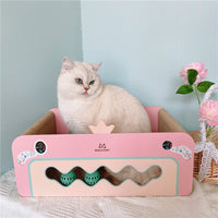 HKM-4779581 Heart-Shaped Corrugated Cat Scratch Board with Ball - Durable Claw Toy for Cats
