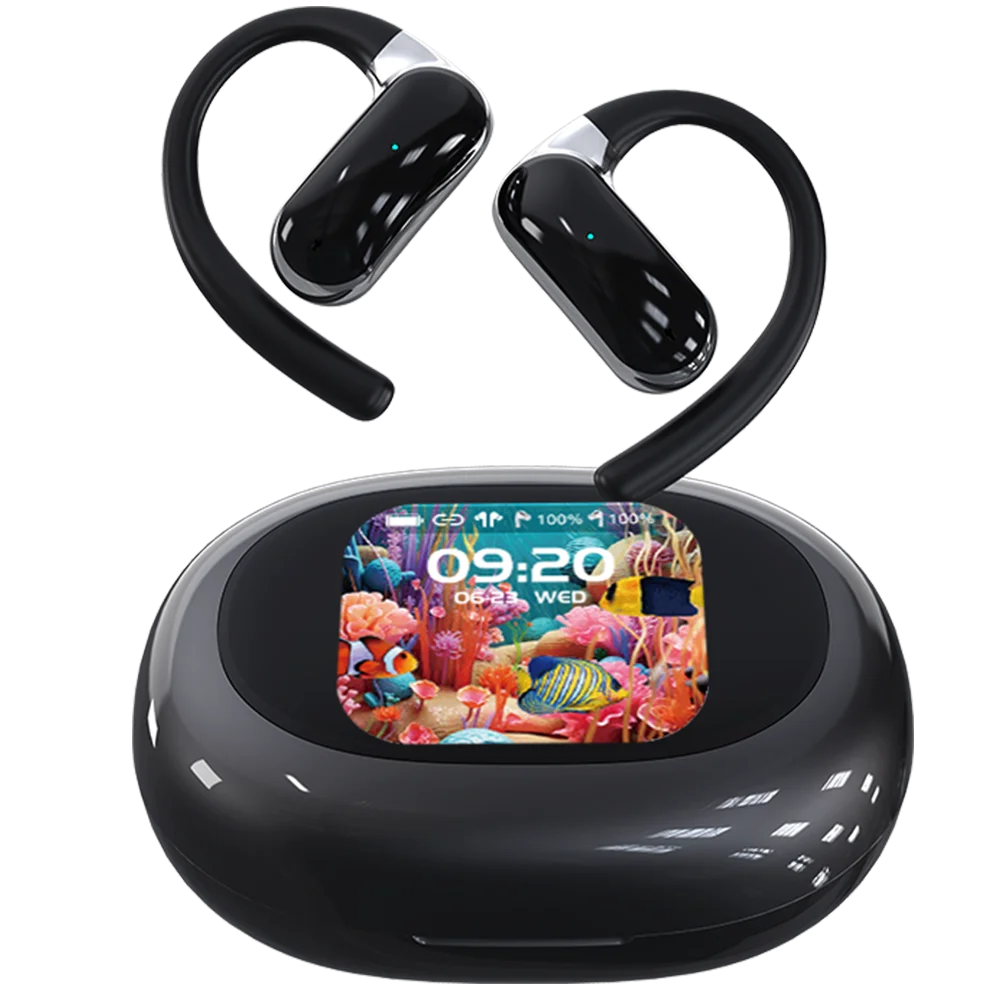 HKM-477971 A16 Pro Sport Earbuds with LCD Touch Screen and Long Battery Life, Semi-In-Ear and Open-Ear Design
