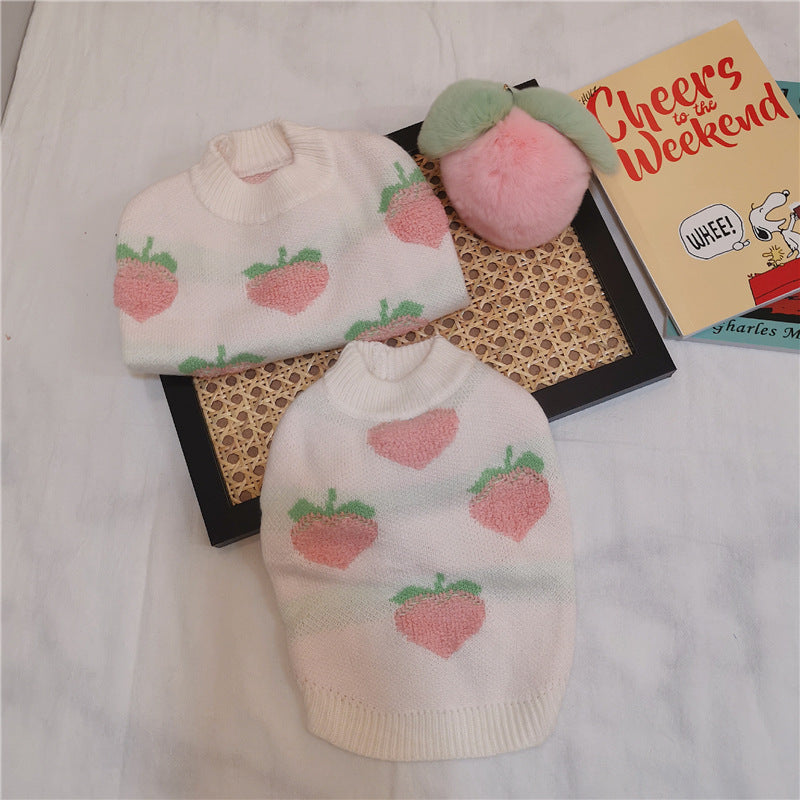 HKM-4779965 Casual Cotton Sweater in Cute Peach Print for Dogs and Cats
