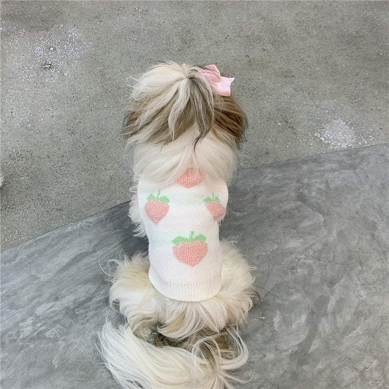 HKM-4779965 Casual Cotton Sweater in Cute Peach Print for Dogs and Cats
