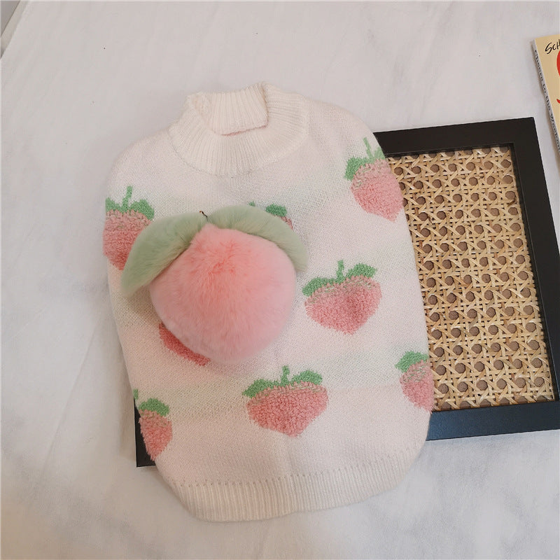 HKM-4779965 Casual Cotton Sweater in Cute Peach Print for Dogs and Cats