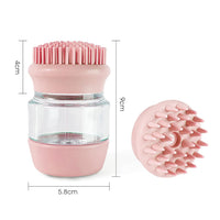 HKM-4780861 Silicone Pet Bath and Grooming Brush with Shampoo Dispenser - 2-in-1 Massaging Tool for Dogs and Cats