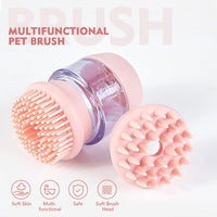 HKM-4780861 Silicone Pet Bath and Grooming Brush with Shampoo Dispenser - 2-in-1 Massaging Tool for Dogs and Cats