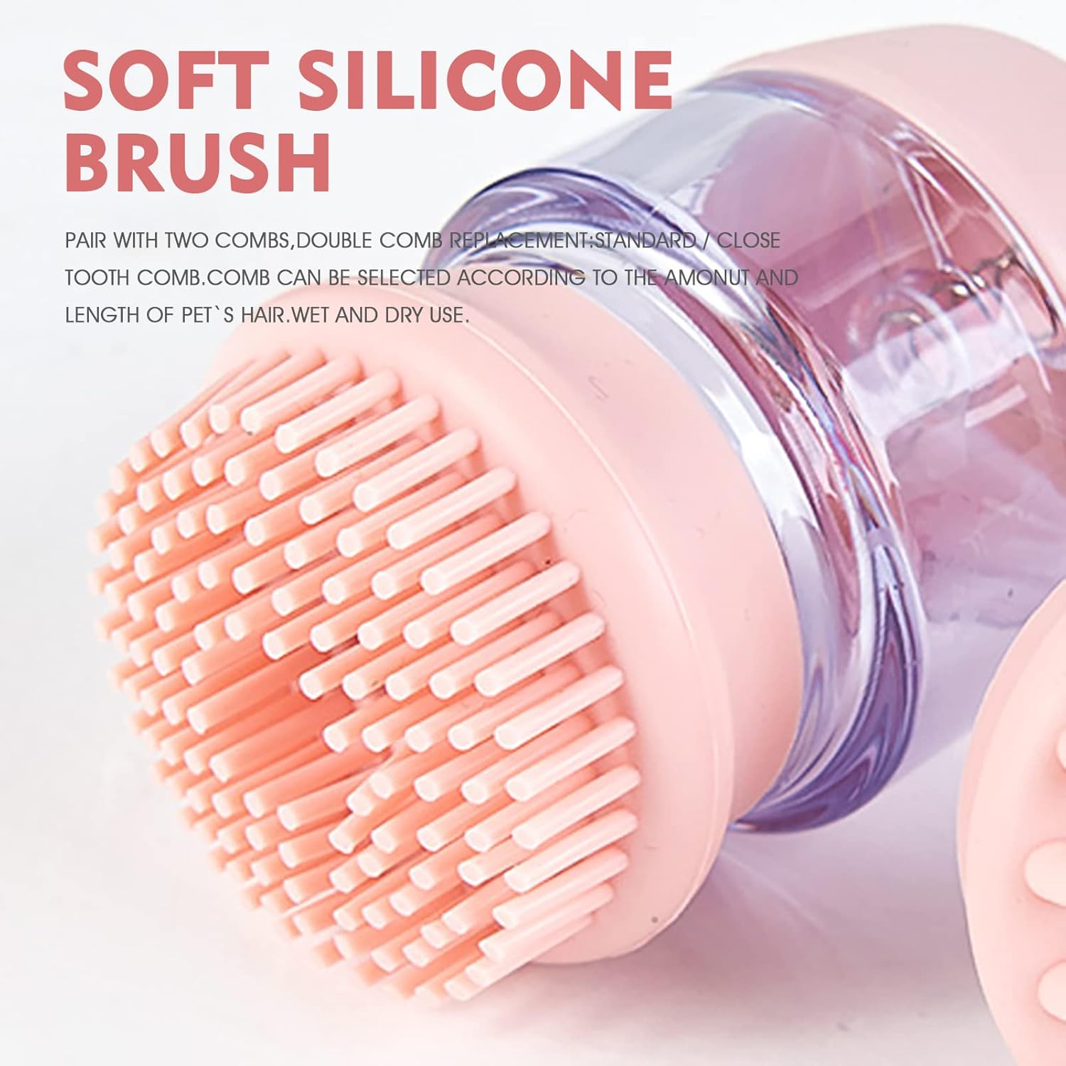HKM-4780861 Silicone Pet Bath and Grooming Brush with Shampoo Dispenser - 2-in-1 Massaging Tool for Dogs and Cats