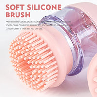 HKM-4780861 Silicone Pet Bath and Grooming Brush with Shampoo Dispenser - 2-in-1 Massaging Tool for Dogs and Cats