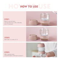 HKM-4780861 Silicone Pet Bath and Grooming Brush with Shampoo Dispenser - 2-in-1 Massaging Tool for Dogs and Cats