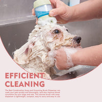 HKM-4780861 Silicone Pet Bath and Grooming Brush with Shampoo Dispenser - 2-in-1 Massaging Tool for Dogs and Cats