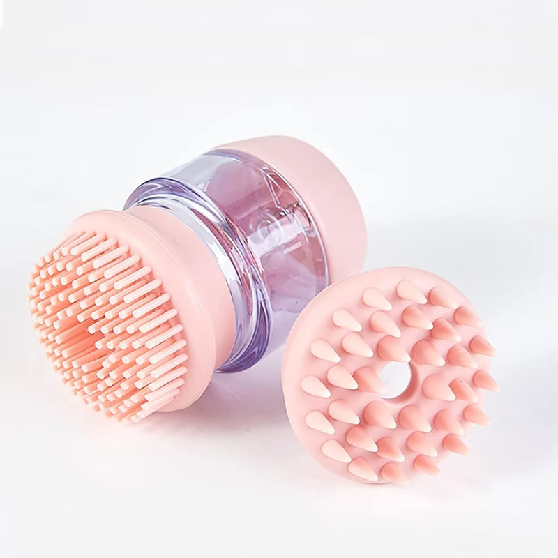 HKM-4780861 Silicone Pet Bath and Grooming Brush with Shampoo Dispenser - 2-in-1 Massaging Tool for Dogs and Cats