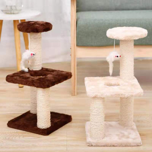 HKM-4780989 Plush Cat Climbing Frame with Base - Dark Gray and Light Gray, 41cm High