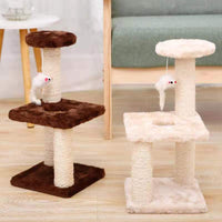HKM-4780989 Plush Cat Climbing Frame with Base - Dark Gray and Light Gray, 41cm High