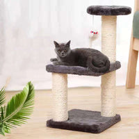 HKM-4780989 Plush Cat Climbing Frame with Base - Dark Gray and Light Gray, 41cm High