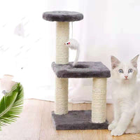 HKM-4780989 Plush Cat Climbing Frame with Base - Dark Gray and Light Gray, 41cm High