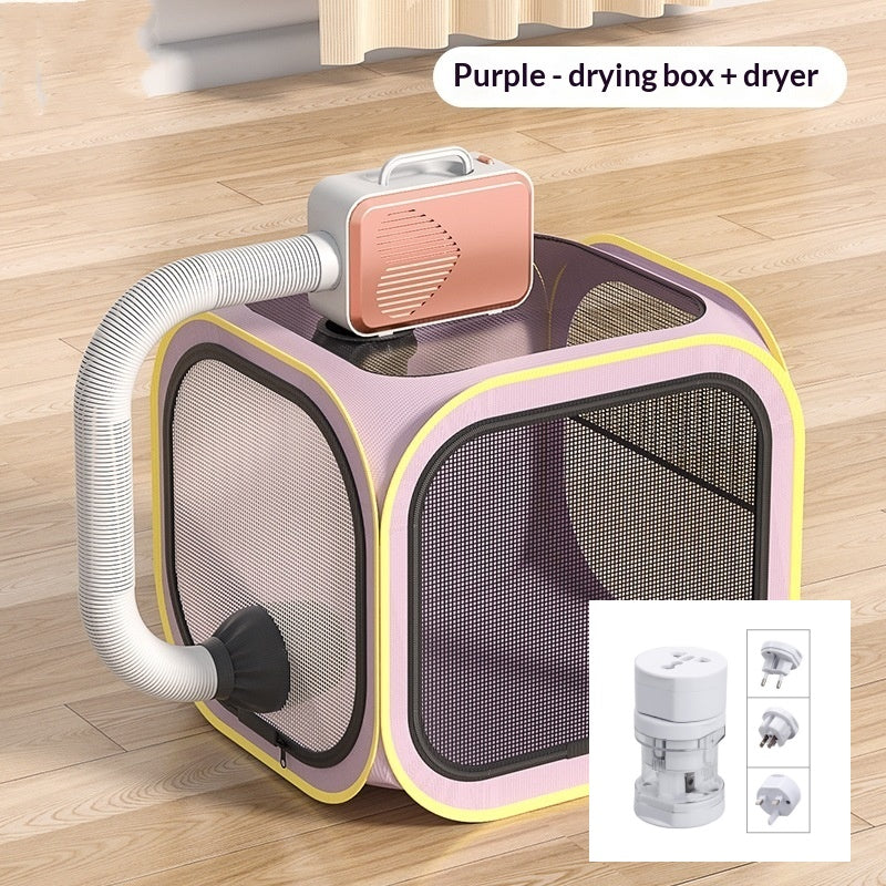 HKM-4781245 Cat Drying Cabinet with Quiet Hair Dryer - Purple & Blue Options Available