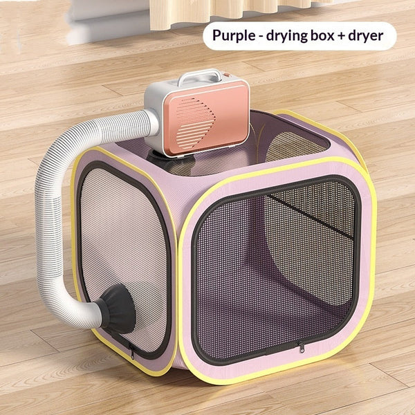 HKM-4781245 Cat Drying Cabinet with Quiet Hair Dryer - Purple & Blue Options Available