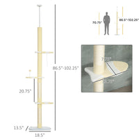 HKM-4782653 Adjustable 4-Tier Floor to Ceiling Cat Tree with Scratch Posts and Plush Platforms for Cats Under 10 lbs