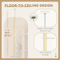 HKM-4782653 Adjustable 4-Tier Floor to Ceiling Cat Tree with Scratch Posts and Plush Platforms for Cats Under 10 lbs