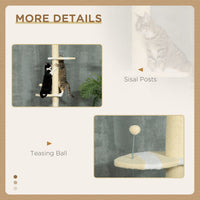 HKM-4782653 Adjustable 4-Tier Floor to Ceiling Cat Tree with Scratch Posts and Plush Platforms for Cats Under 10 lbs